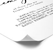 Chic kalligrafie elegant ter nagedachtenis bord poster (Hoek)