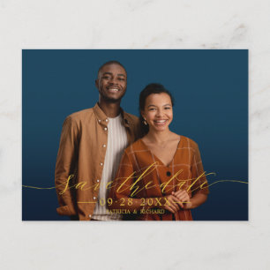 Chic kalligrafie huwelijks save the date foto briefkaart