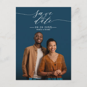 Chic kalligrafie huwelijksaankondiging foto briefkaart