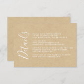 Chic kalligrafie kraftpapier huwelijksdetails informatiekaartje (Voorkant / Achterkant)