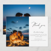 Chic kalligrafie script foto bruiloft bedankkaart (Voorkant / Achterkant)