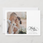 Chic kalligrafie script hart foto bruiloft bedankkaart (Voorkant)