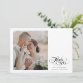 Chic kalligrafie script hart foto bruiloft bedankkaart (Staand voorkant)