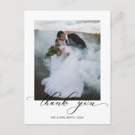Chic Kalligrafie Script Huwelijksfoto Bedankt Briefkaart