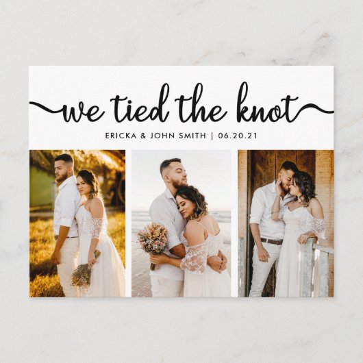 Chic kalligrafie we hebben de knoop doorgehakt fot aankondigingskaart (Voorkant)