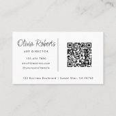 Chic kalligrafiescript Modern Zwart Wit QR Code Visitekaartje (Achterkant)