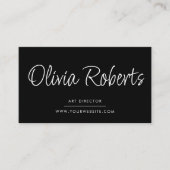 Chic kalligrafiescript Modern Zwart Wit QR Code Visitekaartje (Voorkant)