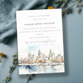 Chic Kansas City Missouri Waterverf Baby shower Kaart