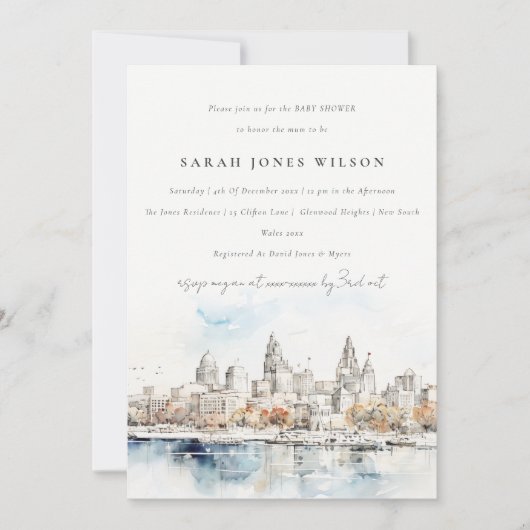 Chic Kansas City Missouri Waterverf Baby shower Kaart (Voorkant)