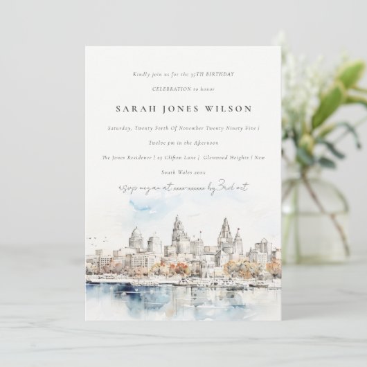 Chic Kansas City Missouri Waterverf Verjaardag Kaart (Staand voorkant)