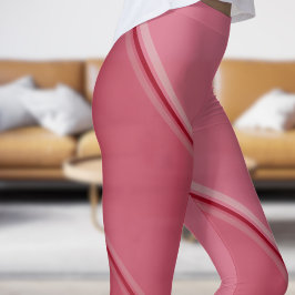 Chic Kardinaal Rood onder Pink Banded Print Leggings