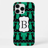 Chic Kat Monogram Patroon Aanpasbare Initiaal iPhone Hoesje (Achterkant)