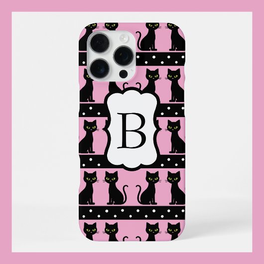 Chic Kat Monogram Patroon Aanpasbare Initiaal iPhone Hoesje