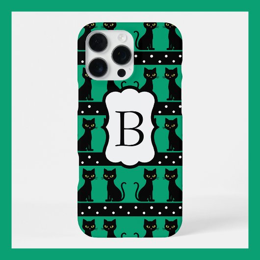 Chic Kat Monogram Patroon Aanpasbare Initiaal iPhone Hoesje