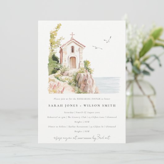 Chic Katholieke Kustkerk repetitie diner Kaart (Staand voorkant)