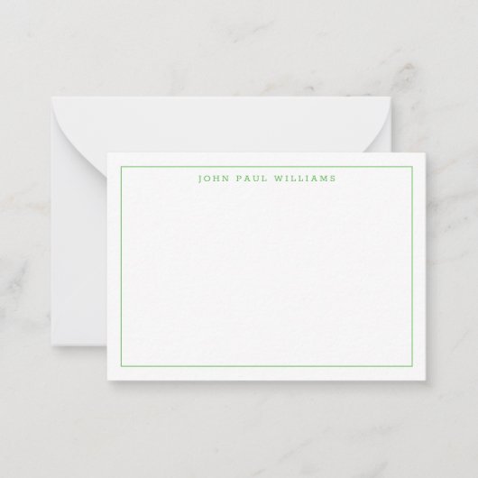 Chic Kelly Green Professional Simple Thin Border Notitiekaartje (Voorkant)
