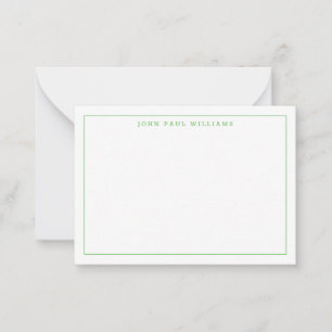 Chic Kelly Green Professional Simple Thin Border Notitiekaartje