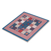 Chic keramische tegel: Faux-patchwork en Gingham Tegeltje (Zijkant)