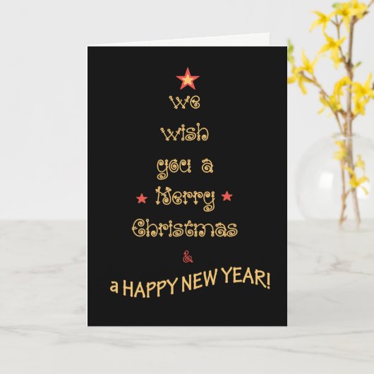 Chic-kerstboom Gold-effect op zwart Kaart (Gele Bloem)