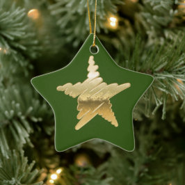Chic-kerstdag metallic goudster groen keramisch ornament