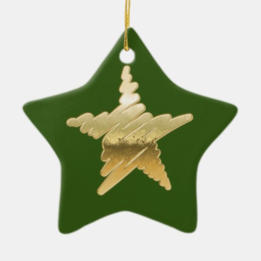 Chic-kerstdag metallic goudster groen keramisch ornament (Voorkant)