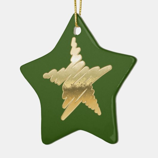 Chic-kerstdag metallic goudster groen keramisch ornament (Links)