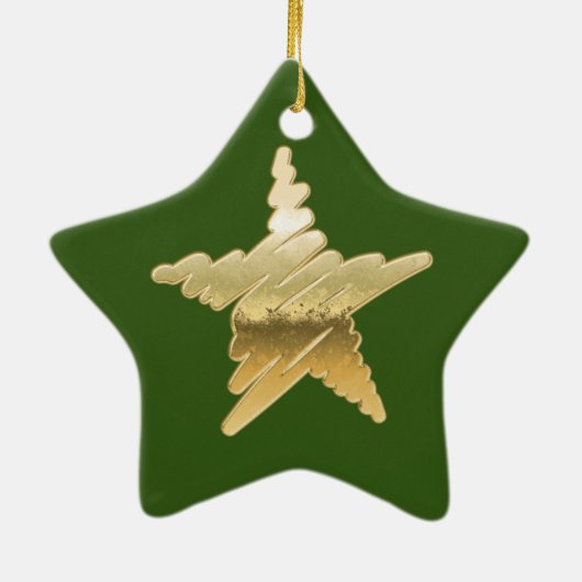 Chic-kerstdag metallic goudster groen keramisch ornament (Achterkant)