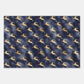 Chic Kerstdeer Pattern marine Blue Gold Foil Inpakpapier Vel (Voorkant 3)