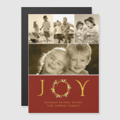 Chic Kerstfeest Joy Floral Wreatal Red Gold Collag (Voorkant / Achterkant)