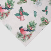Chic Kerstfeestay Bullfinch Pine Holly Tissuepapier (Detail)