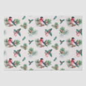 Chic Kerstfeestay Bullfinch Pine Holly Tissuepapier (Voorkant)
