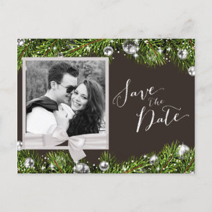 Chic-kerstfoto Save the Date Aankondigingskaart