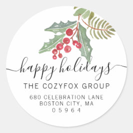 Chic Kerstkerst Holly Berry Adres Ronde Sticker