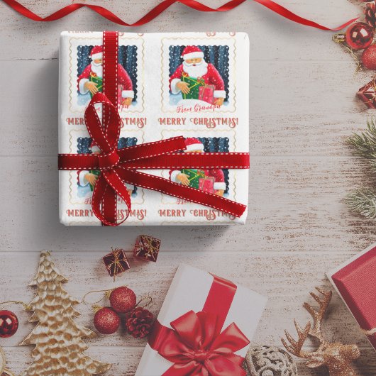 Chic Kerstman onder de sneeuw met cadeaus Cadeaupapier