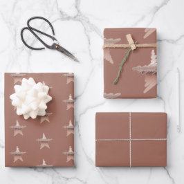 Chic Kerstmetallisch roos gouden ster brons Inpakpapier Vel