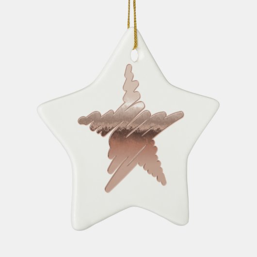 Chic Kerstmetallisch roos gouden ster wit Keramisch Ornament (Rechts)