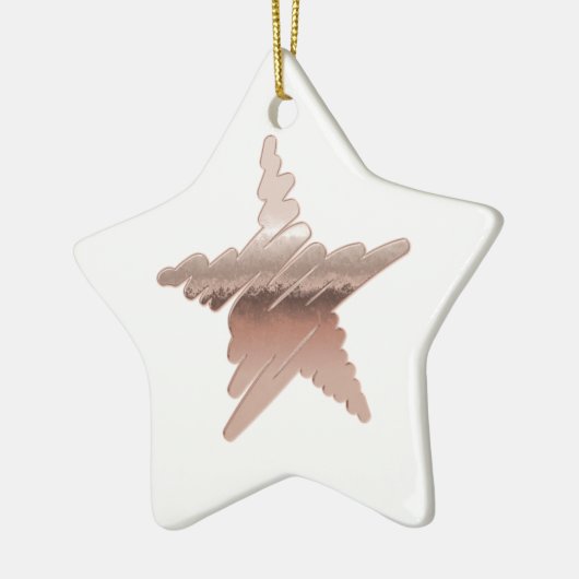 Chic Kerstmetallisch roos gouden ster wit Keramisch Ornament (Links)
