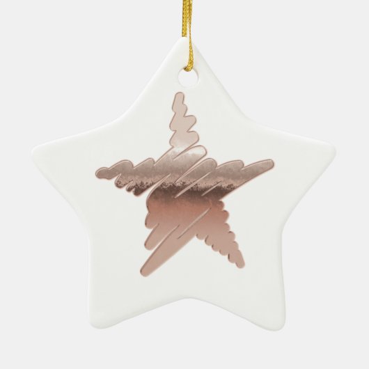 Chic Kerstmetallisch roos gouden ster wit Keramisch Ornament (Achterkant)