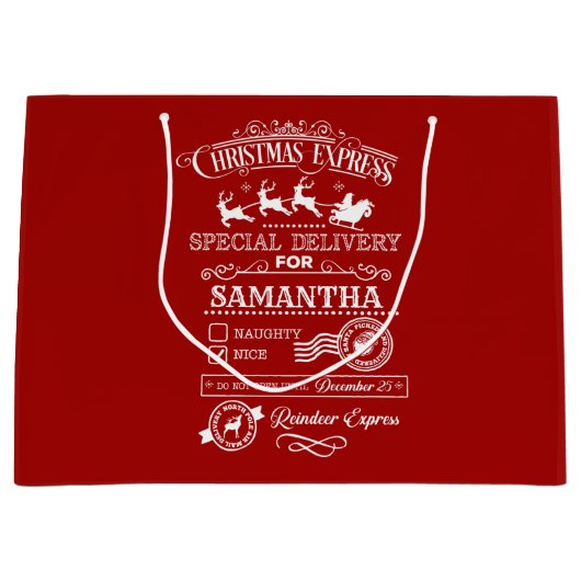 Chic Kerstmis Expres Speciale Levering Monogram Groot Cadeauzakje (Voorkant)