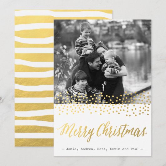 CHIC KERSTMIS gouden confetti foto kaarten (Voorkant / Achterkant)