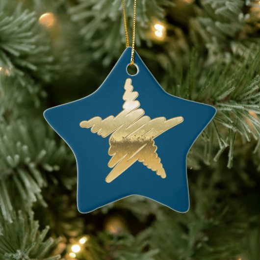 Chic Kerstmis met gouden ster blauw Keramisch Ornament (Boom)