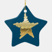 Chic Kerstmis met gouden ster blauw Keramisch Ornament (Voorkant)