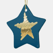 Chic Kerstmis met gouden ster blauw Keramisch Ornament (Links)