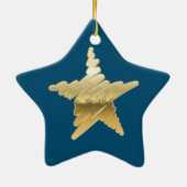 Chic Kerstmis met gouden ster blauw Keramisch Ornament (Achterkant)