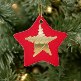 Chic Kerstmis met gouden ster rood Keramisch Ornament