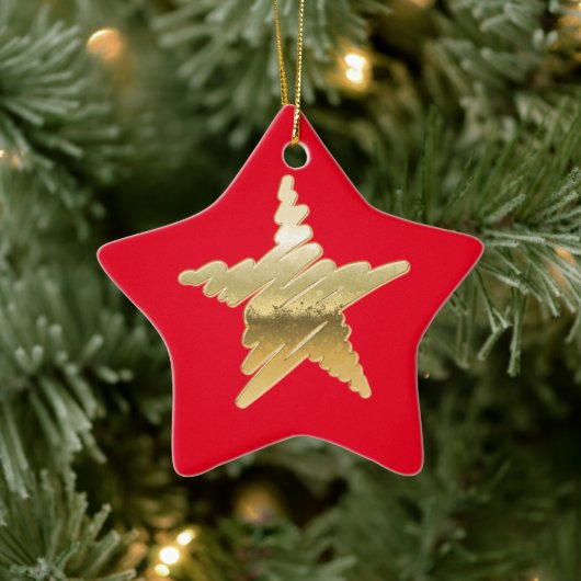 Chic Kerstmis met gouden ster rood Keramisch Ornament (Boom)