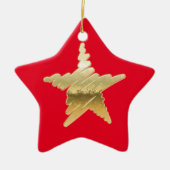 Chic Kerstmis met gouden ster rood Keramisch Ornament (Voorkant)