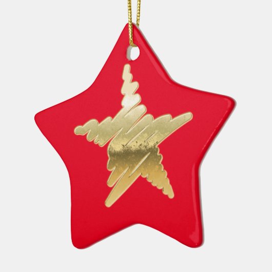 Chic Kerstmis met gouden ster rood Keramisch Ornament (Links)