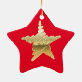 Chic Kerstmis met gouden ster rood Keramisch Ornament (Achterkant)