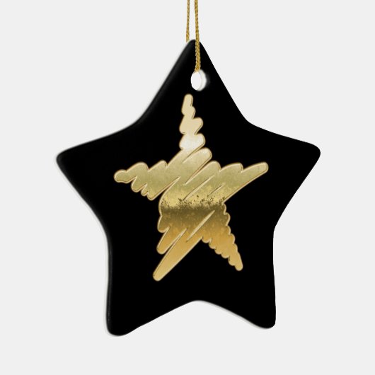 Chic Kerstmis met zwarte gouden ster Keramisch Ornament (Rechts)